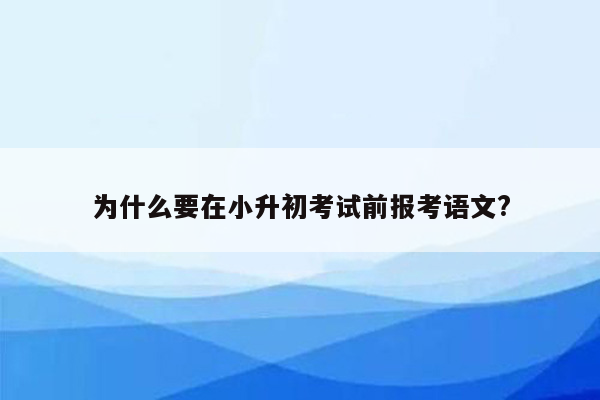 为什么要在小升初考试前报考语文?