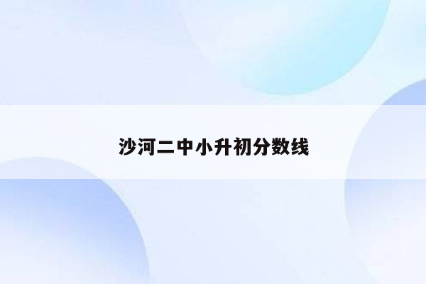 沙河二中小升初分数线