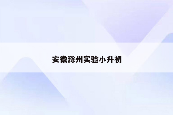 安徽滁州实验小升初