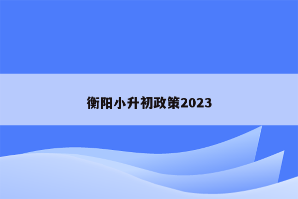 衡阳小升初政策2023