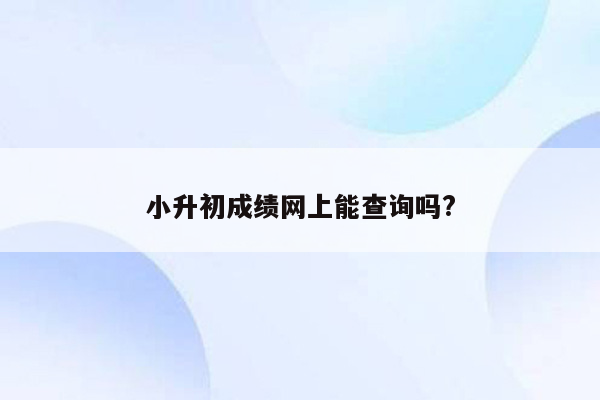 小升初成绩网上能查询吗?