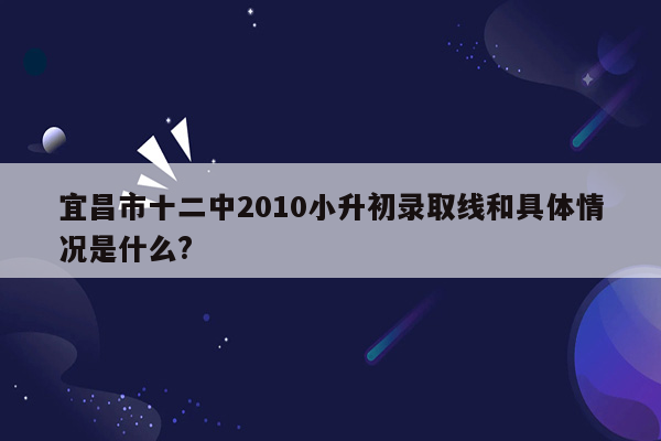 宜昌市十二中2010小升初录取线和具体情况是什么?