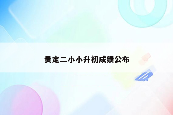 贵定二小小升初成缋公布