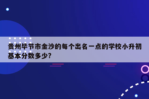 贵州毕节市金沙的每个出名一点的学校小升初基本分数多少?