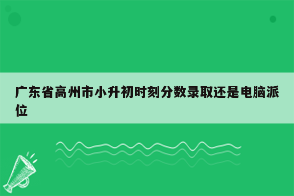 广东省高州市小升初时刻分数录取还是电脑派位