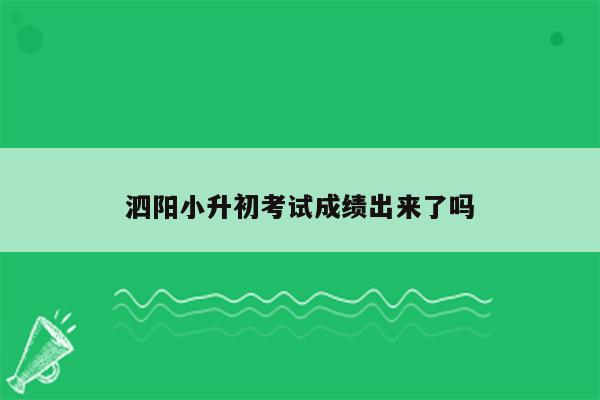 泗阳小升初考试成绩出来了吗