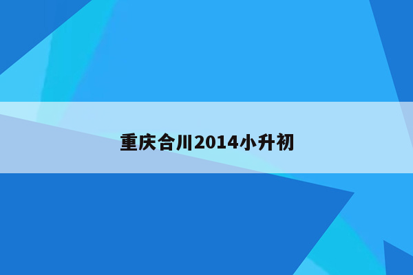 重庆合川2014小升初