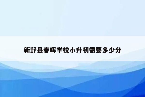 新野县春晖学校小升初需要多少分