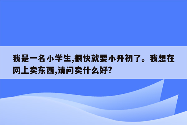 我是一名小学生,很快就要小升初了。我想在网上卖东西,请问卖什么好?