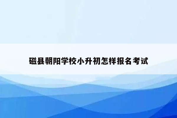 磁县朝阳学校小升初怎样报名考试