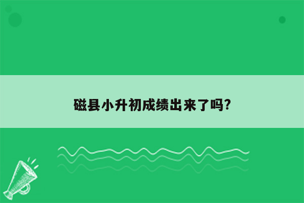 磁县小升初成绩出来了吗?