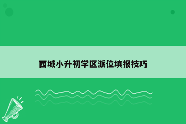 西城小升初学区派位填报技巧