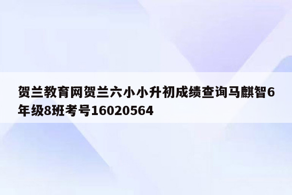 贺兰教育网贺兰六小小升初成绩查询马麒智6年级8班考号16020564