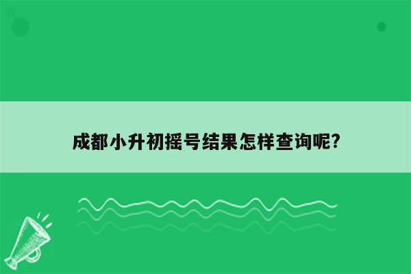 成都小升初摇号结果怎样查询呢?