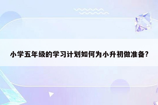 小学五年级的学习计划如何为小升初做准备?