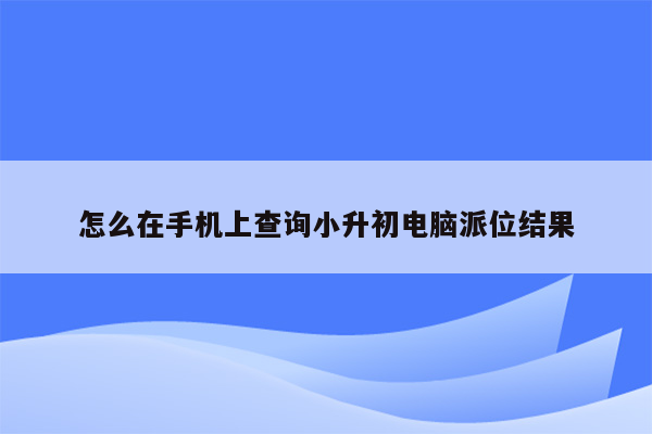 怎么在手机上查询小升初电脑派位结果