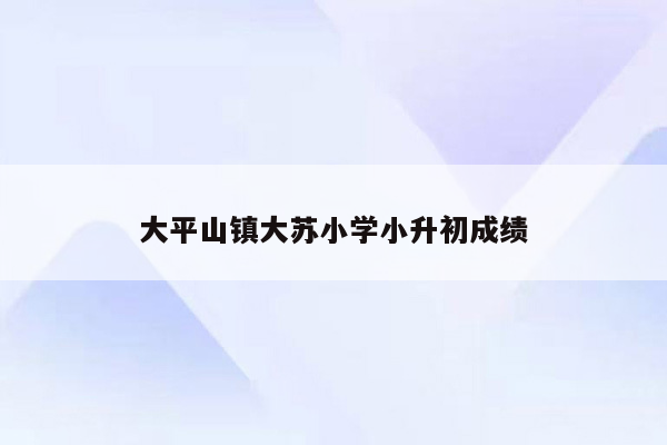 大平山镇大苏小学小升初成绩