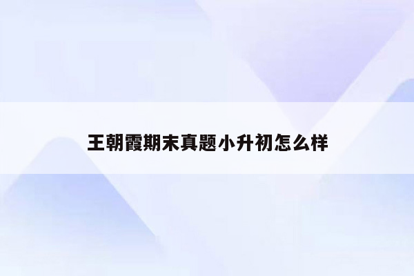 王朝霞期末真题小升初怎么样