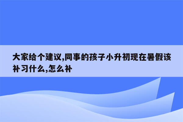 大家给个建议,同事的孩子小升初现在暑假该补习什么,怎么补