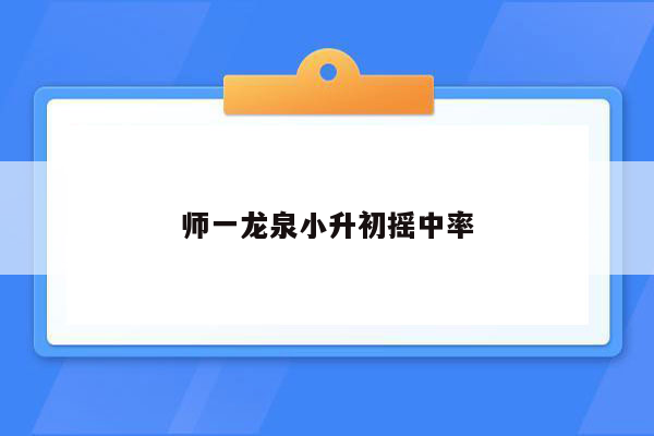 师一龙泉小升初摇中率