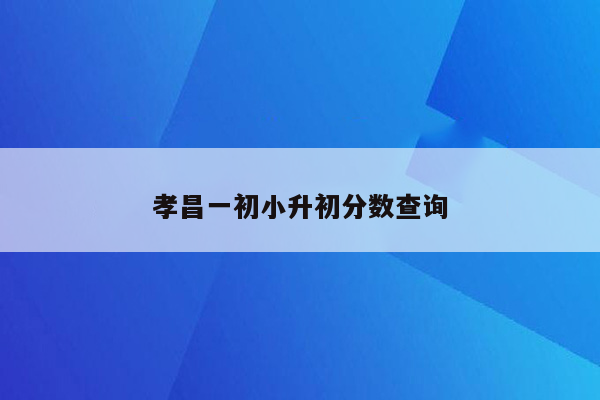 孝昌一初小升初分数查询