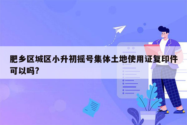 肥乡区城区小升初摇号集体土地使用证复印件可以吗?