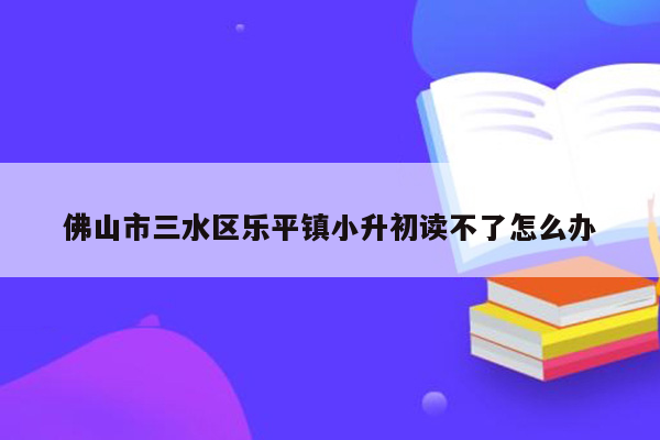 佛山市三水区乐平镇小升初读不了怎么办