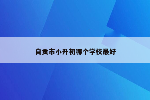 自贡市小升初哪个学校最好