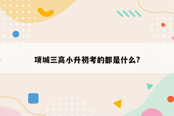 项城三高小升初考的都是什么?