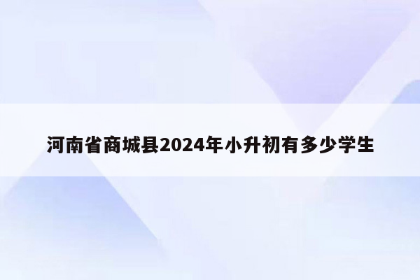 河南省商城县2024年小升初有多少学生