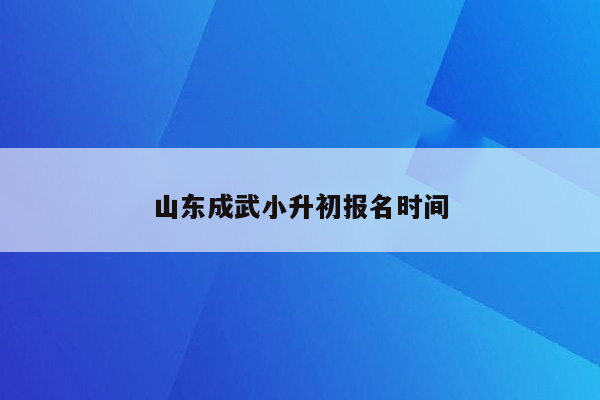 山东成武小升初报名时间