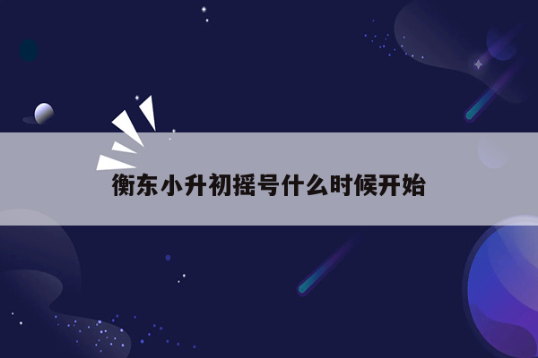 衡东小升初摇号什么时候开始