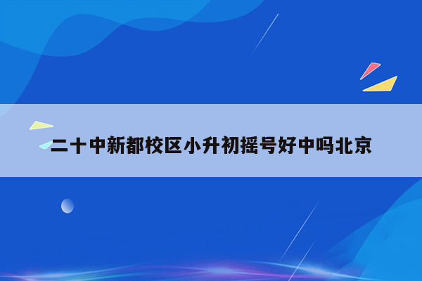 二十中新都校区小升初摇号好中吗北京