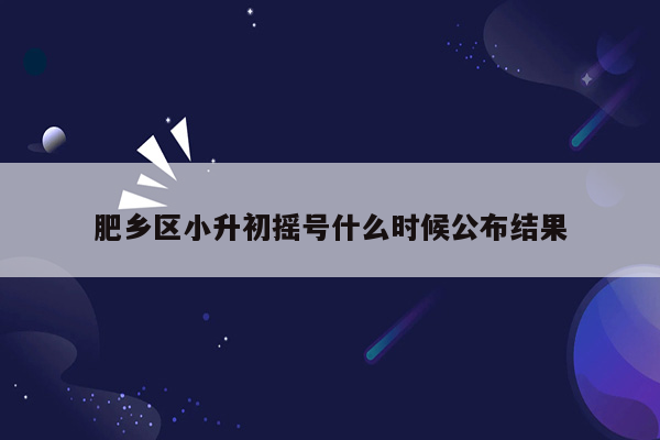 肥乡区小升初摇号什么时候公布结果