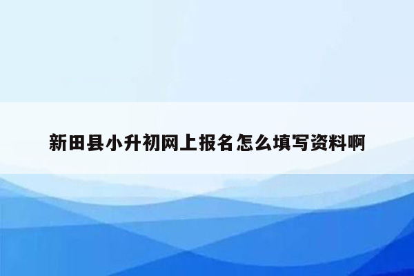 新田县小升初网上报名怎么填写资料啊