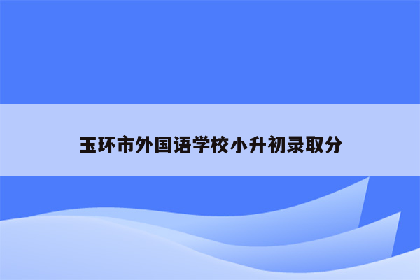 玉环市外国语学校小升初录取分