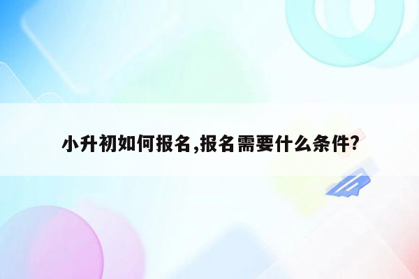 小升初如何报名,报名需要什么条件?