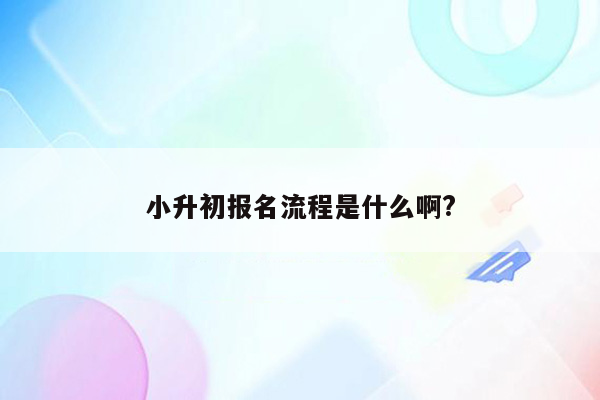 小升初报名流程是什么啊?