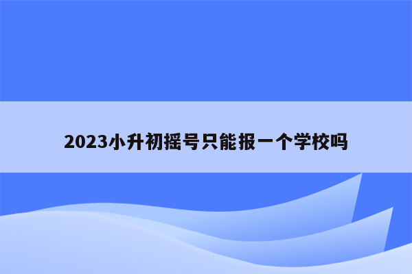 2023小升初摇号只能报一个学校吗