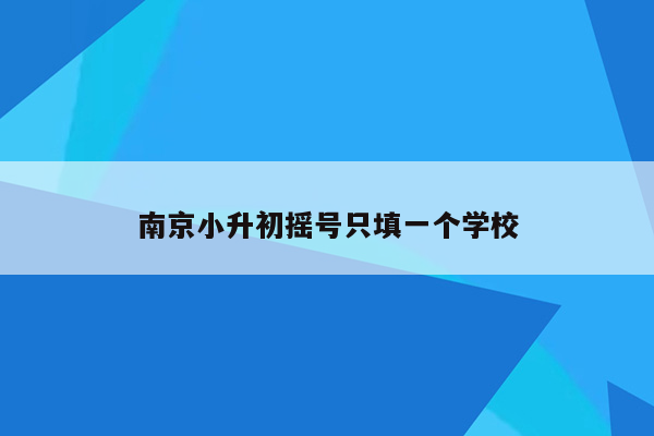 南京小升初摇号只填一个学校