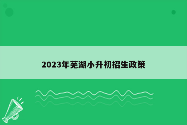 2023年芜湖小升初招生政策