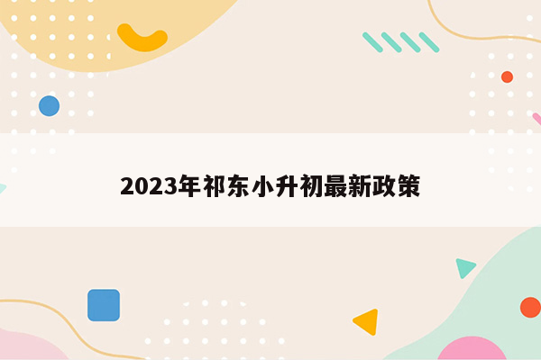 2023年祁东小升初最新政策