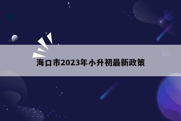 海口市2023年小升初最新政策