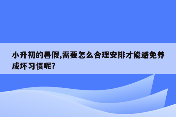 小升初的暑假,需要怎么合理安排才能避免养成坏习惯呢?