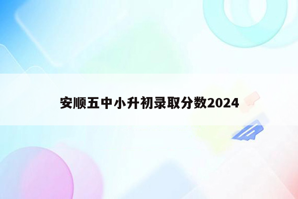 安顺五中小升初录取分数2024