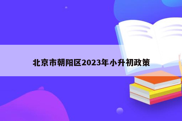 北京市朝阳区2023年小升初政策