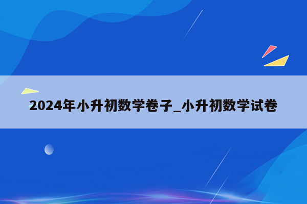 2024年小升初数学卷子_小升初数学试卷