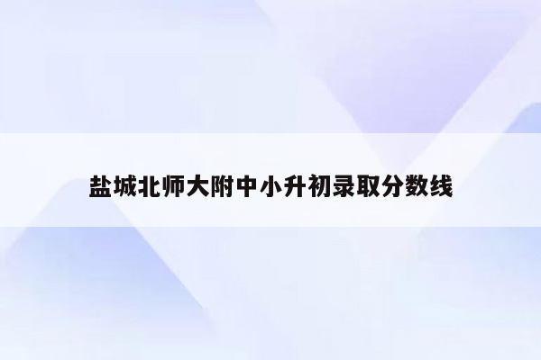 盐城北师大附中小升初录取分数线