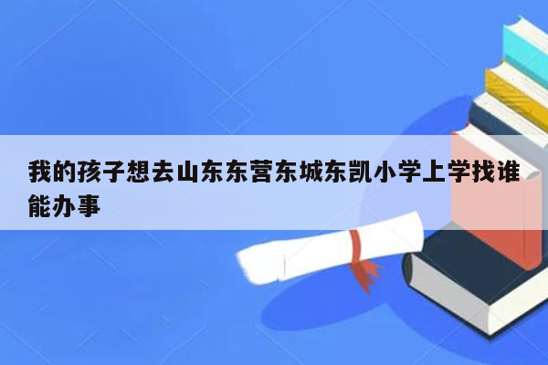 我的孩子想去山东东营东城东凯小学上学找谁能办事