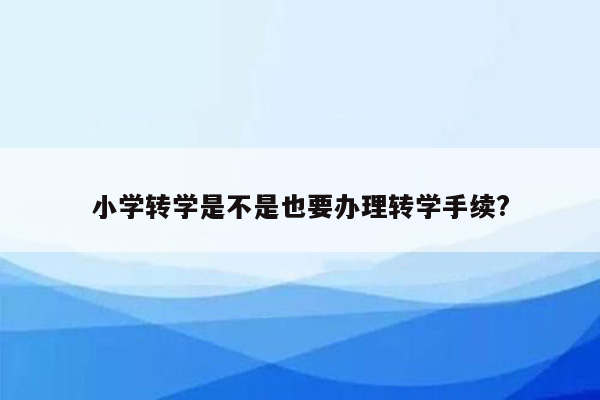 小学转学是不是也要办理转学手续?